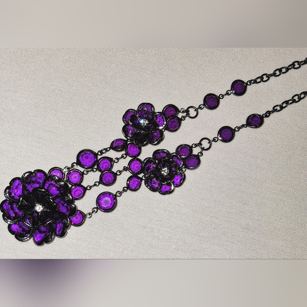Elegant Vintage Purple Stone Art Deco  Necklace